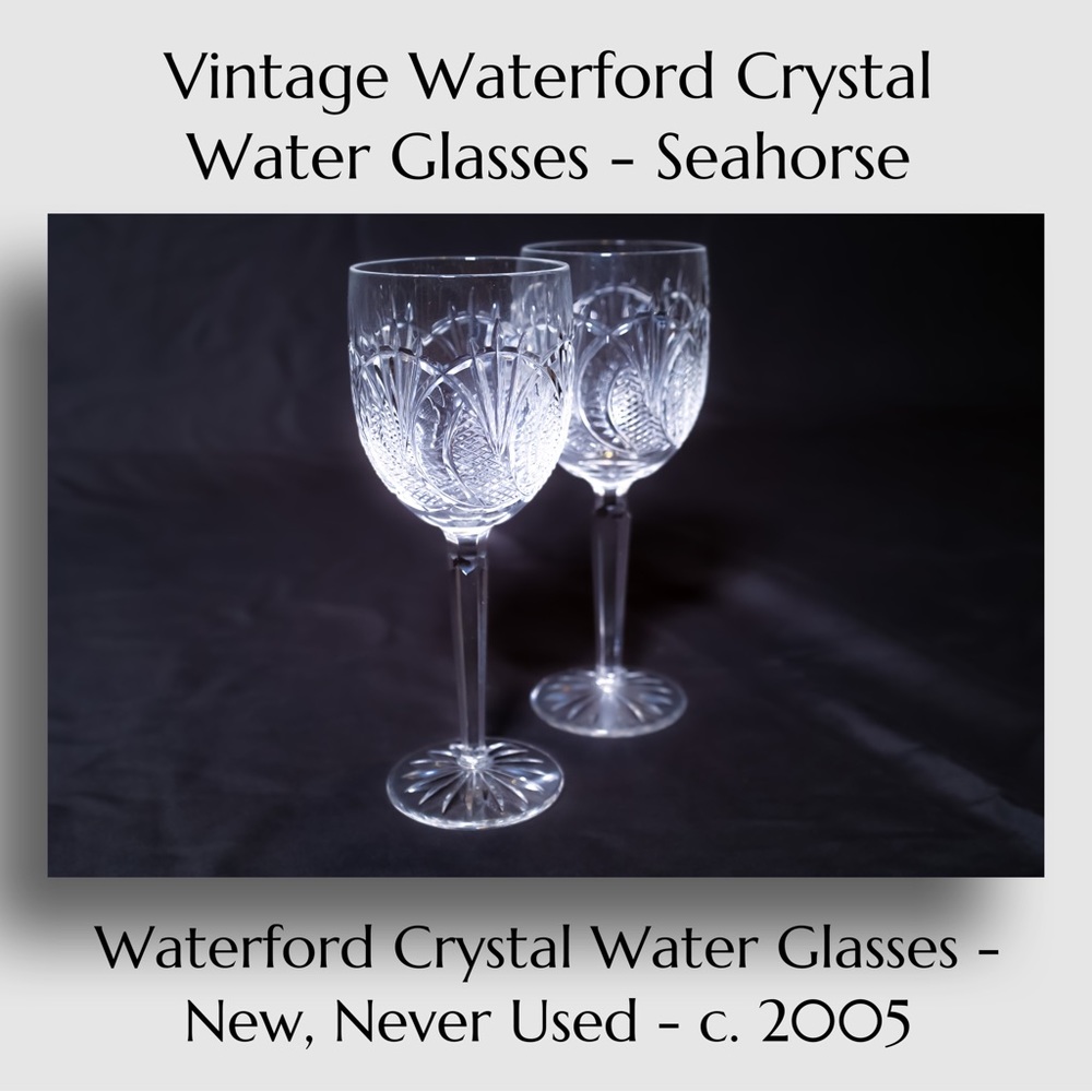 Waterford Seahorse Crystal Water Goblets - Price is for set of 4